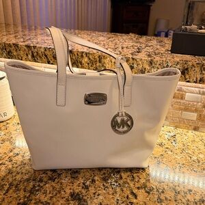 Michael Kors white Tote Bag with Silver Accents